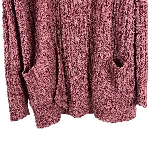 Moral Fiber Cardigan Womens M Pink Open Front Chenille Cozy Minimalist Slouchy - Picture 2 of 5
